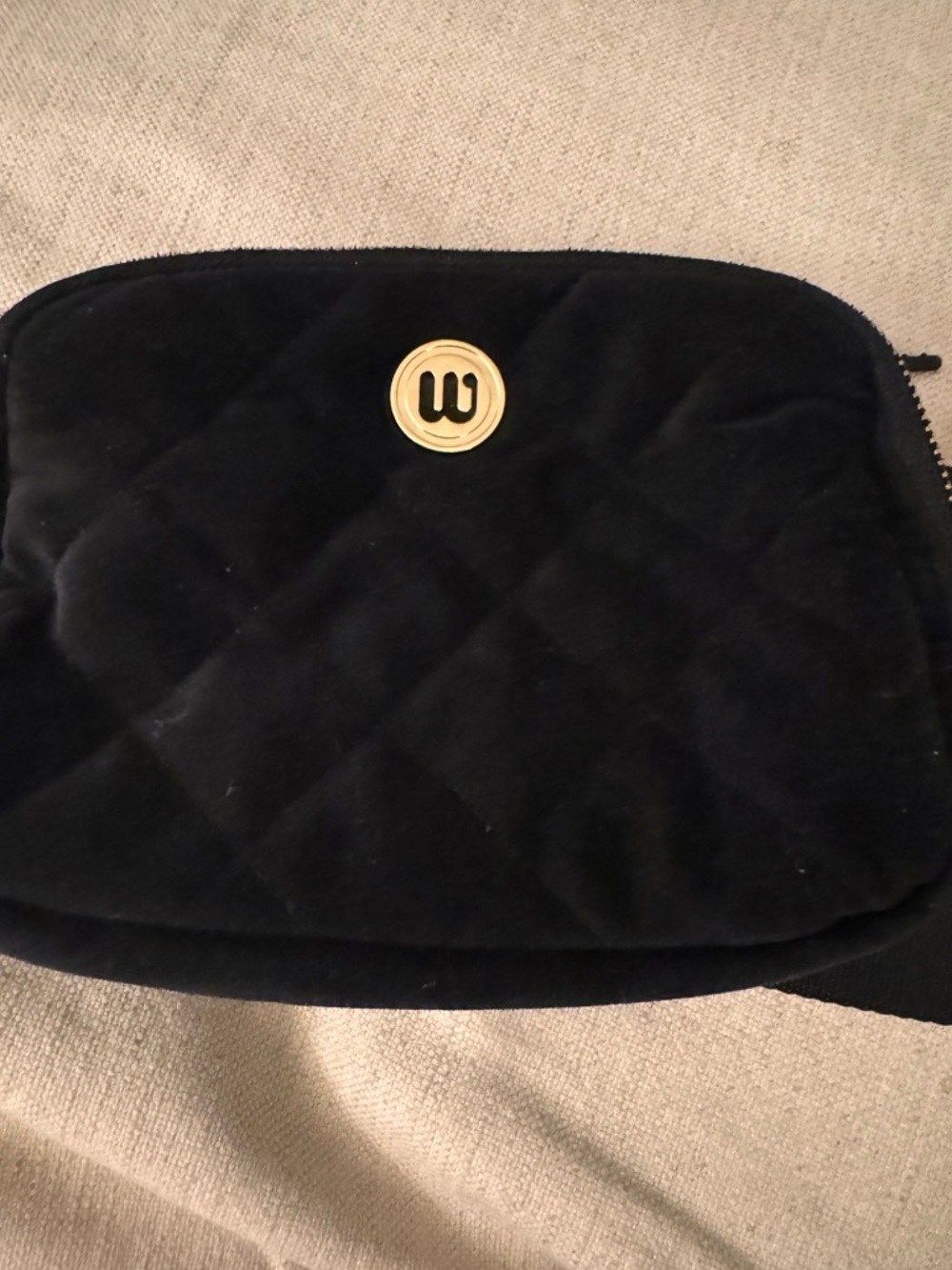 Wantable Quilted Velvet Crossbody Belt Bag in Black / Gold Hardware - Picture 5 of 7